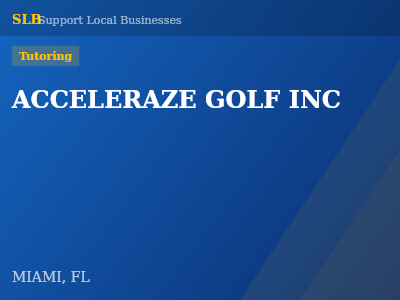 ACCELERAZE GOLF INC — Tutoring in MIAMI, FL