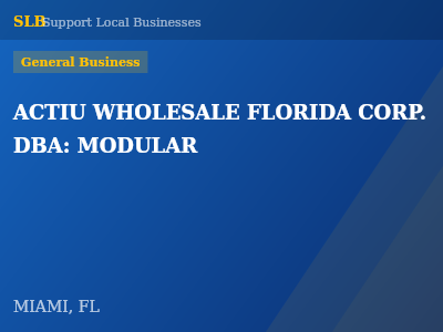 ACTIU WHOLESALE FLORIDA CORP. DBA: MODULAR — General Business in MIAMI, FL