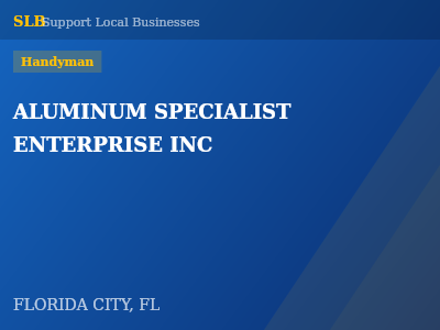 ALUMINUM SPECIALIST ENTERPRISE INC — Handyman in FLORIDA CITY, FL