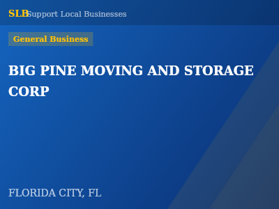 BIG PINE MOVING AND STORAGE CORP — General Business in FLORIDA CITY, FL