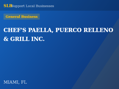 CHEF'S PAELLA, PUERCO RELLENO & GRILL INC. — General Business in MIAMI, FL