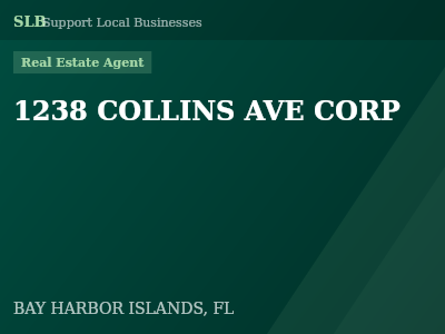 1238 COLLINS AVE CORP — Real Estate Agent in BAY HARBOR ISLANDS, FL