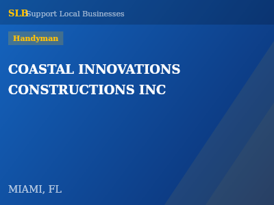 COASTAL INNOVATIONS CONSTRUCTIONS INC — Handyman in MIAMI, FL