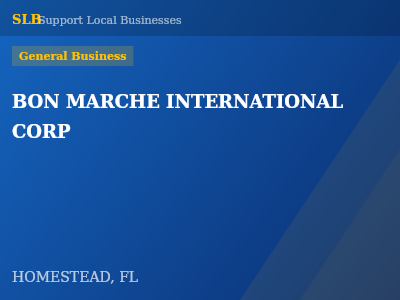 BON MARCHE INTERNATIONAL CORP — General Business in HOMESTEAD, FL