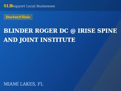 BLINDER ROGER DC @ IRISE SPINE AND JOINT INSTITUTE — Doctor/Clinic in MIAMI LAKES, FL