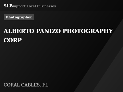ALBERTO PANIZO PHOTOGRAPHY CORP — Photographer in CORAL GABLES, FL