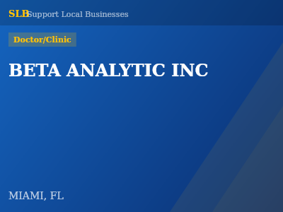 BETA ANALYTIC INC — Doctor/Clinic in MIAMI, FL