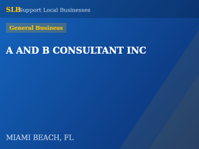 A AND B CONSULTANT INC — General Business in MIAMI BEACH, FL