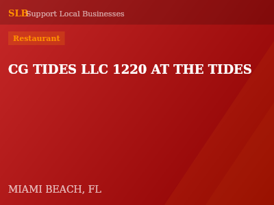 CG TIDES LLC 1220 AT THE TIDES — Restaurant in MIAMI BEACH, FL